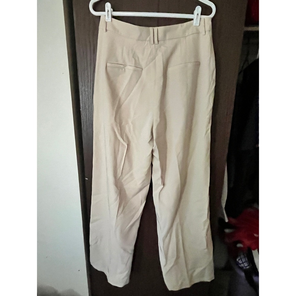 NiMin Clothing Co. Beige Wide Leg Pleated Trousers Pants Size L W32 L30 - Picture 6 of 7
